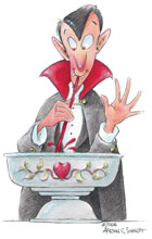 Vampire enjoying a bowl of punch