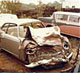 The car met an untimely end. This is what happens when you get hit head-on by a drunk driver. Both occupants of the Italia survived. Photo by Mr. Boetger.